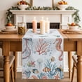 thumbnail image 2 of Table Runner 120 Inches Long for Kitchen Dining, Seahorse Coastal Dresser Scarf Farmhouse, Dining Table Decorations for Wedding/Parties, Summer Beach Ocean Shell Jellyfish Starfish 13 x 120 In, 2 of 8