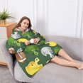 thumbnail image 5 of Oversized Wearable Blanket Hoodie,Green Football Helmets and Balls Pattern Sherpa Blanket Hoodie with Super Pockets,Super Warm Fuzzy Pullover for Women & Men, 5 of 6