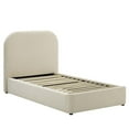 thumbnail image 3 of Platform Bed Frame, Twin Size, White, Velvet, Bedroom, Modern Contemporary Boutique HB36799, 3 of 9