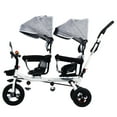 thumbnail image 3 of ZNNT Tandem Tricycle with Double Seat And Canopy, Anti-rollover Shockproof Rubber Wheel Double Baby Stroller for 2-8 Years Old Kid, Children Tricycle Include Bell And Mirror, Walking Baby Stroller, 3 of 7