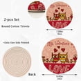 thumbnail image 3 of FREEAMG 2 Pcs Cotton Valentines Couple Owls Love Woven Pot Holder Trivets Set,Round Coasters Placemat for Cooking Baking Hot Dish Pan Pot Bowl Teapot(7&9 Inches), 3 of 6