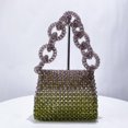 thumbnail image 3 of Bolsos de noche huecos para mujer, bolsos de diseñador de lujo, carteras, novedad de 2024, en PC, con cuentas tejidas, color degradado, asa de anillo para playa, 3 of 5