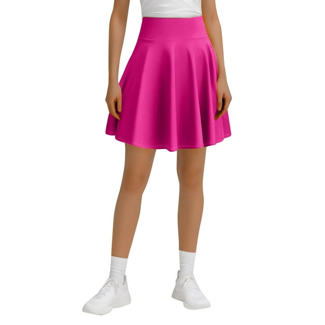 Jupe Midi Évasée pour Femmes Polyvalente 45CM Jupe Plissée Robe Évasée à la Mode Non Transparente