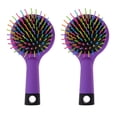 thumbnail image 1 of Cepillos de volumen arcoíris, cepillos para desenredar el cabello, peines mágicos rectos para rizos de cabello (rosa, morado y negro), 1 of 5