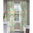 thumbnail image 4 of Boho Teal Green Flower Sheer Curtains 63 Inch Length 2 Panels Set for Living Room/Bedroom, Spring Watercolor Paisley Floral Leaf Kitchen Curtains Grommet Curtains Window Treatments 42"x63"x2, 4 of 7