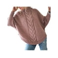 thumbnail image 1 of Daeful Chandails à Enfiler Hauts à Manches Longues Chandail d'Hiver Chaud Chandail pour Femmes Ample en Tricot Chandails Tricotés Rose P, 1 of 6