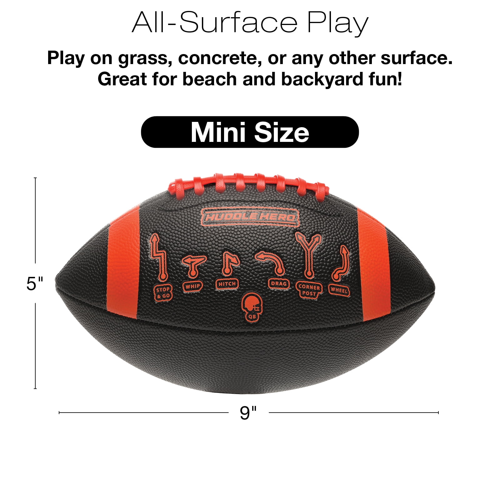 Huddle Hero Mini Football 2-Pack w/ Pump (Black/Green and Brown/White) (Black and Red, Mini)
