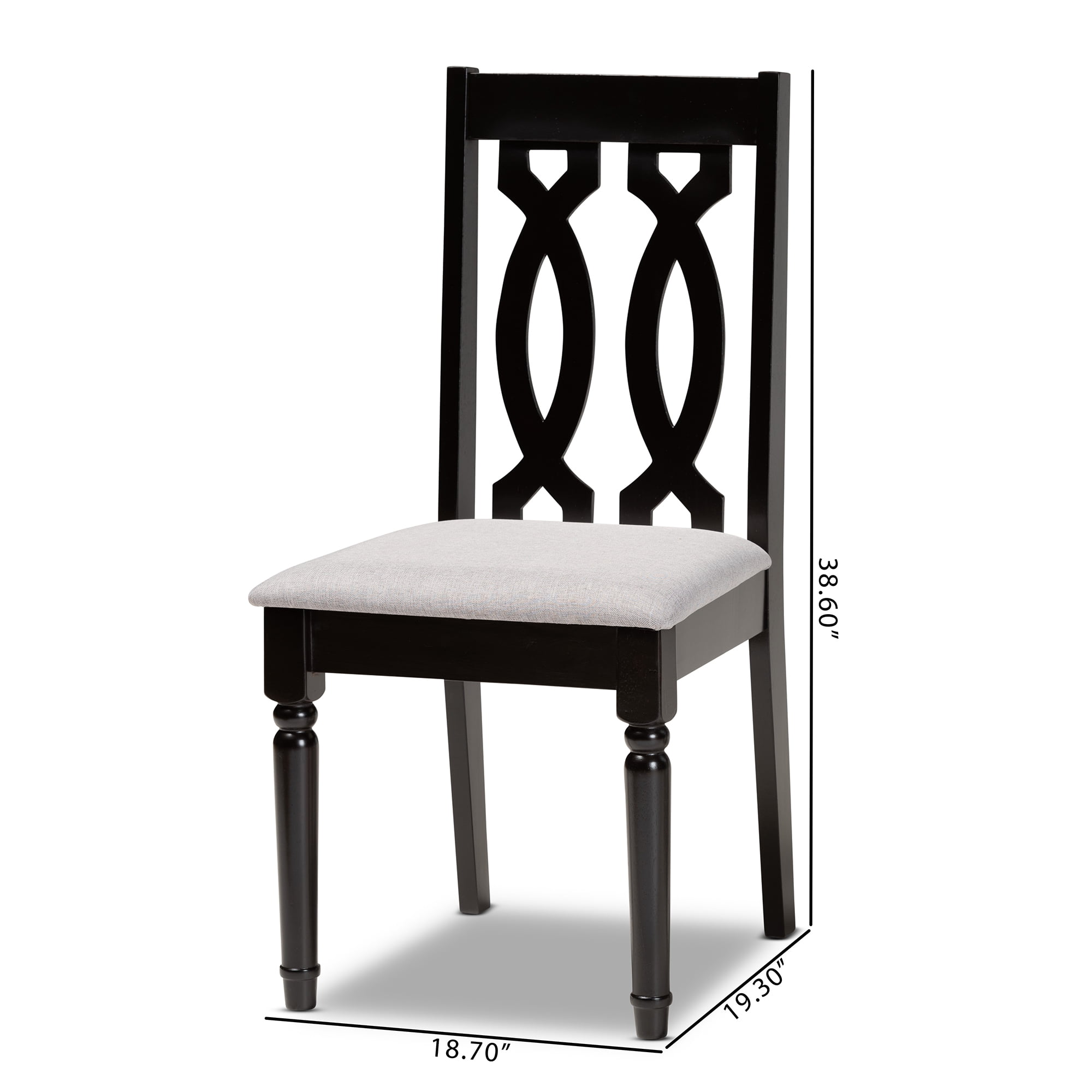 Baxton Studio Cherese Dining Chair, Set of 2, Grey and Dark Brown