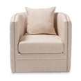 thumbnail image 2 of Baxton Studio Micah Beige Fabric Upholstered Tufted Swivel Chair, 2 of 8