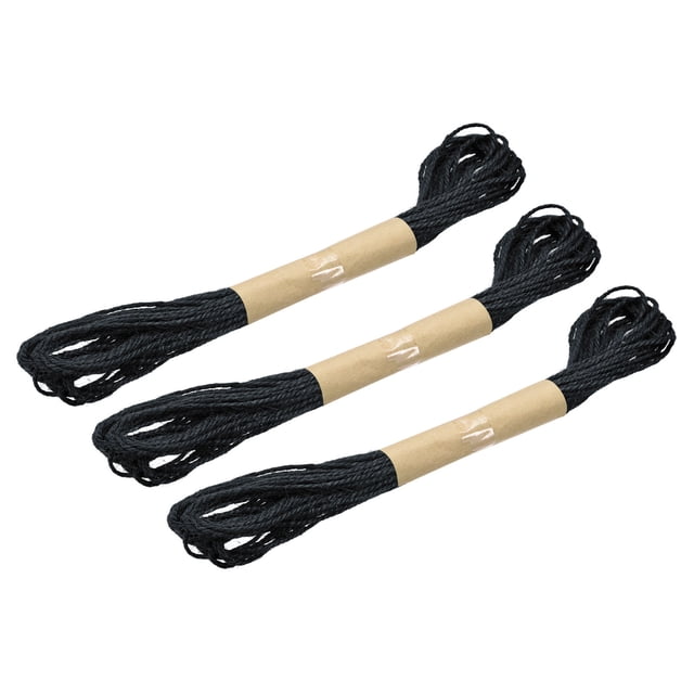 Unique Bargains 33 Feet 2mm Jute Twine, Jute Rope for Craft Projects Black 3 Pack