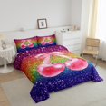 thumbnail image 3 of Erosebridal Cherry Bowknot Queen Comforter Set,Cute Cherry Bedding Set,Watercolor Bow Down Comforter,Galaxy Stars Reversible Bed Set with 2 Pillowcases Lightweight, 3 of 7