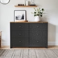 thumbnail image 6 of STYLIVIA 6-Drawer Dresser with Laser-Cut Drawer Fronts Black, Knotty Oak 45.4"W x 15.7"D x 32"H, 6 of 14