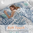thumbnail image 5 of Blue Teal Grey Coral Coastal Duvet Cover Set, Summer Beach Nautical Ocean Soft Duvet Cover Twin Size Bedding Set 4 Pieces, 1 Quiltcover and 2 Pillowcases with Zipper, 1 Bed Sheet for All Seasons, 5 of 9