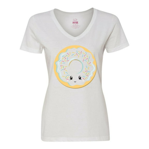 Inktastic White Donut Women's V-Neck T-Shirt