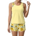 thumbnail image 4 of JULMCOMO Tankini Swimsuits for Women Sunflower Print Crew Neck Drawstring Sporty Bathing Suits Summer Vacation Two Piece Swimsuit Gold 2XL, 4 of 6