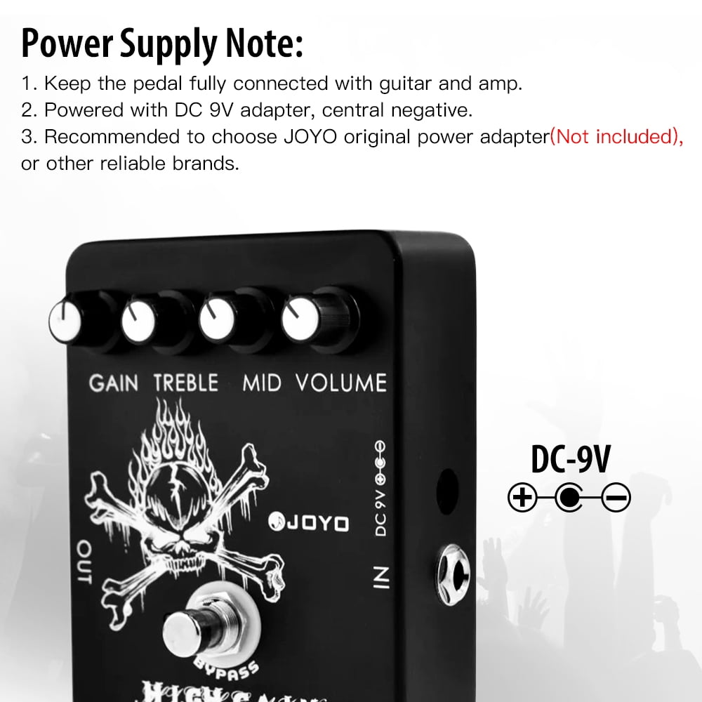 JOYO Versatile Distortion Effect Pedal, High Gain Tone from Blues Rock to Thrash Metal, Compact Design for Home Practice