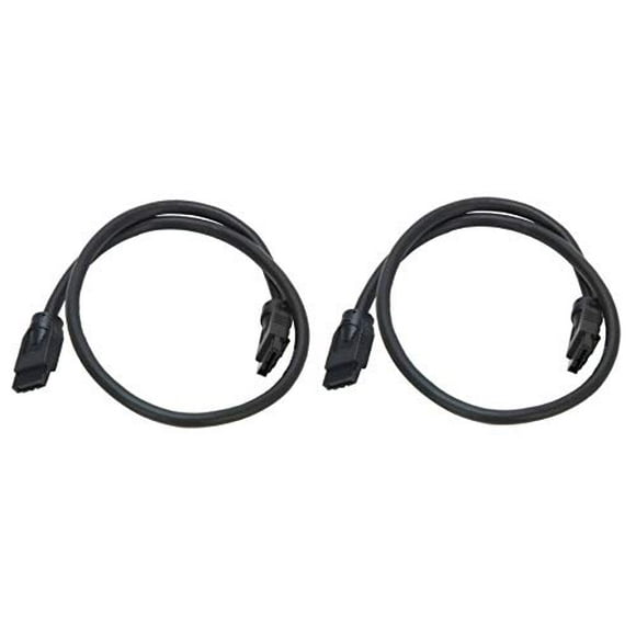 OKGEAR 18 Inch Black SATA 3.0 III 6 GB/s Round SSD/HDD Data Cable 180 Degree to 180 Degree with Metal Latch (2-Pack)