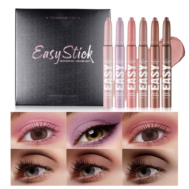 Eyeshadow Eyeshadow Stick Set Bright Colored Contouring And Highlight Eyeshadow Stick Eyeshadow Long Lasting High Pigmented Eye Shadow 2Ml/6Pcs, Eyeshadow for Women