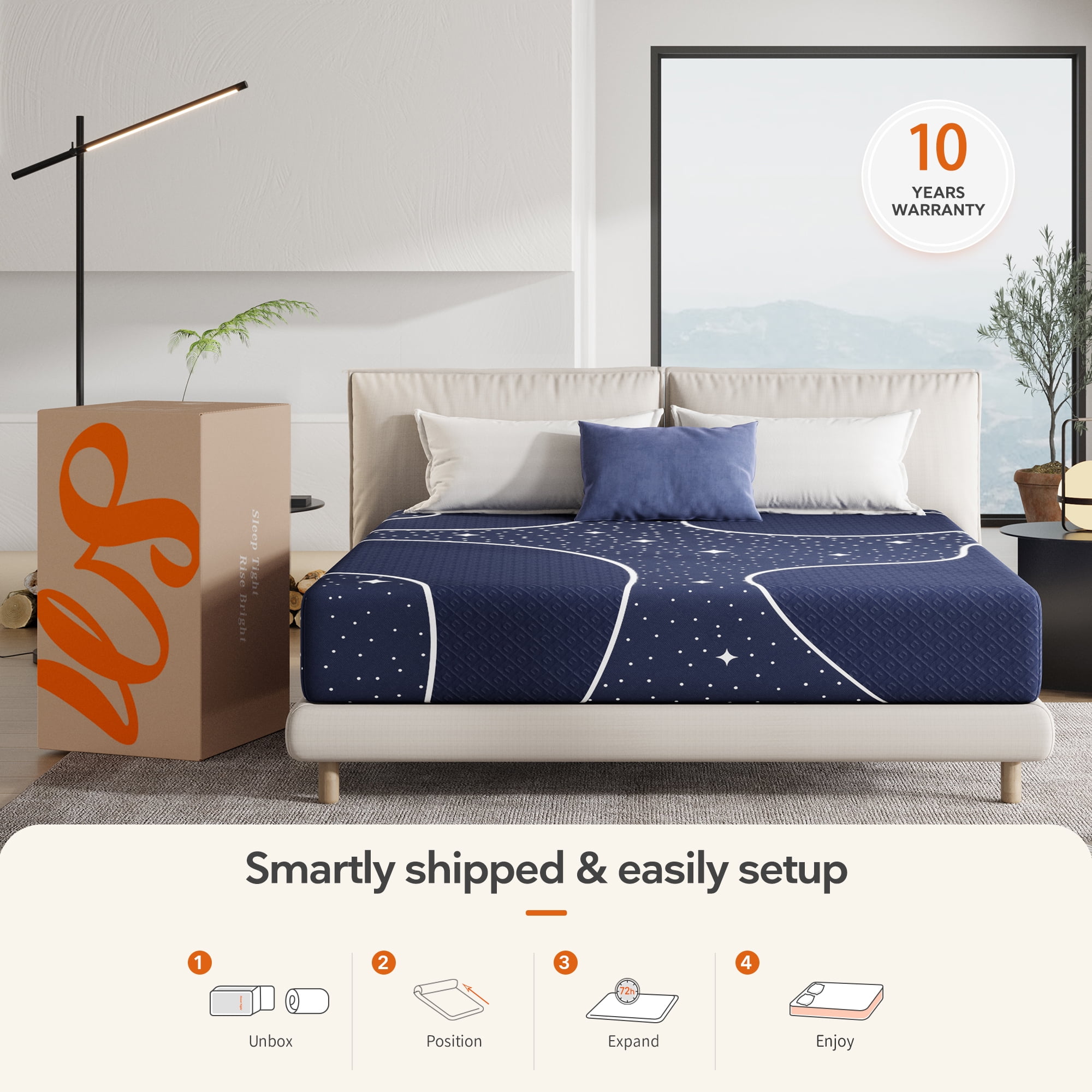 Sweetnight Starry Night 12" Pocket Spring Hybrid Mattress, King Size