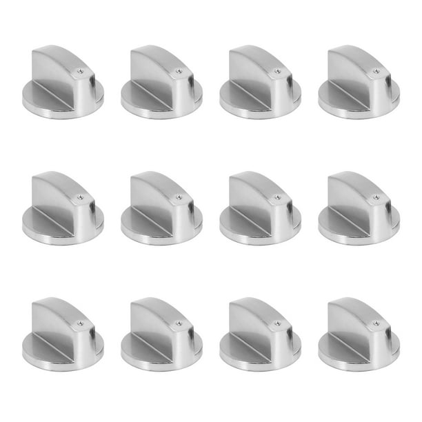 Estufas,Perillas Cocina,Botón del Horno (12Piezas),6mm Universal Perillas Control La Estufa Gas Plata Interruptor Giratorio Adaptadores Horno Cerraduras Control Cocción