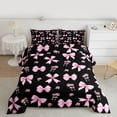 thumbnail image 2 of Feelyou Black Pink Bowknot Ribbon Twin Comforter Sets, Rose Floral Bedding Set, 2pcs, 2 of 8