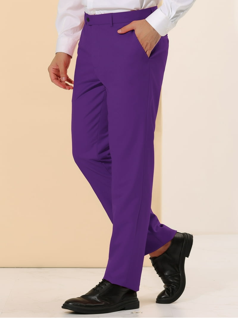 Unique Bargains Men's Dress Pants Slim Fit Flat Front Chino