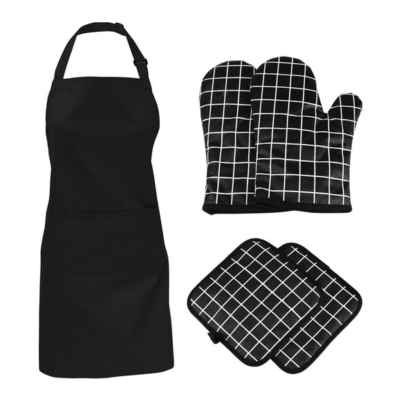 Amdohai 5pcs Oven Mitts Pot Holders With Pocket and Apron Cotton