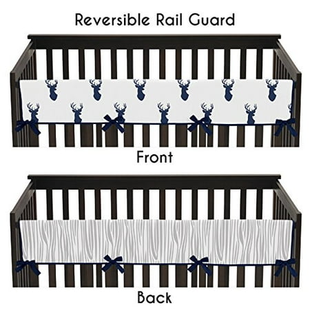 Rail Protector - Sweet Jojo Designs Navy and White Woodland Deer Long Front Rail Guard Baby Teething Cover Crib Protector Wrap