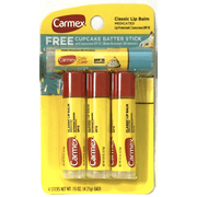Carmex Classic Medicated SPF 15 Lip Balm 3-Pack with Free Cupcake Batter Stick