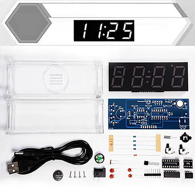 Diy Clock Kit Digitaltube Temperature Alarm Week Display 51 Mcu Ds1302 White