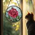 thumbnail image 2 of Stained Glass Window Hanging - Red Rose Flower Suncatcher for Door Garden Home Retro Sun Catchers Decoration Christmas Mother's Day Birthday Gifts for Women Men Mom Nana Friend, 2 of 6