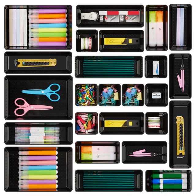 Set organizador de cajones Vtopmart, 25 unidades, plástico, negro