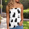 thumbnail image 2 of idosla Womens Smocked Strapless Bandeau Tank Tops Floral Tube Tops Backless Bandeau Tunic Tops Sleeveless Shirts (Silver, XL), 2 of 4