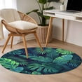 thumbnail image 4 of Tropical Plants Round Area Rug 3Ft Washable Small Circle Rugs for Kitchen Entryway, Summer Watercolor Teal Green Palm Leaves Non-Slip Carpet Floor Mats Indoor Outdoor Carpet Runner Home Decor, 4 of 8