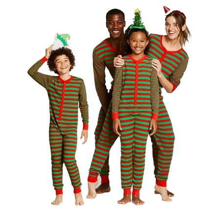 

AvoDovA Christmas Family Matching Pajamas Set Striped Jumpsuit Women Men Kids Baby Sleepwear Nightwear