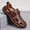 Dark Brown, variant on Men's Handmade Leather Sandals, Breathable Slip-On Casual Shoes for Summer Walking, Travel and Outdoor Activities