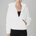 thumbnail image 2 of HAOTAGS Women's Fleece Jacket, Warmth Hooded Half Zip Long Sleeve Fleece Tops White XL, 2 of 9