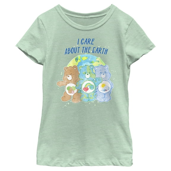 Girl's Care Bears I Care About the Earth Graphic Tee Mint Small