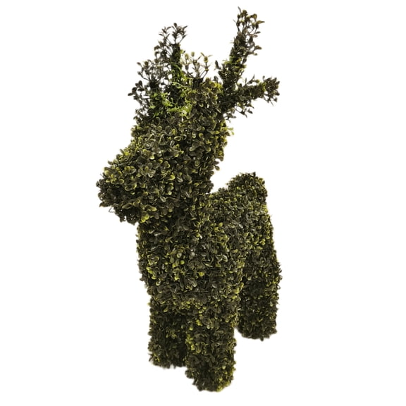My Texas House Boxwood Deer Topiary Christmas Decoration, Green, 29"