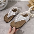 thumbnail image 5 of Girls Vacation Flower Flat Sandals Thong Sandals With Adjustable Strap Kids Summer Footwear 4-13 Years, 5 of 8