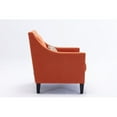 thumbnail image 4 of Single Accent Sofa Chair with Small Pillow, Mid Century Modern Armchair with Decorative Nailheads and Solid Wood Legs, Wingback Linen Fabric Upholstered Reading Chair for Living Room Bedroom, Orange, 4 of 7