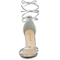 thumbnail image 3 of Sandalias Con Cordones Y Punta Abierta Tacón de Aguja para Mujer Allegra K Plata 38, 3 of 7