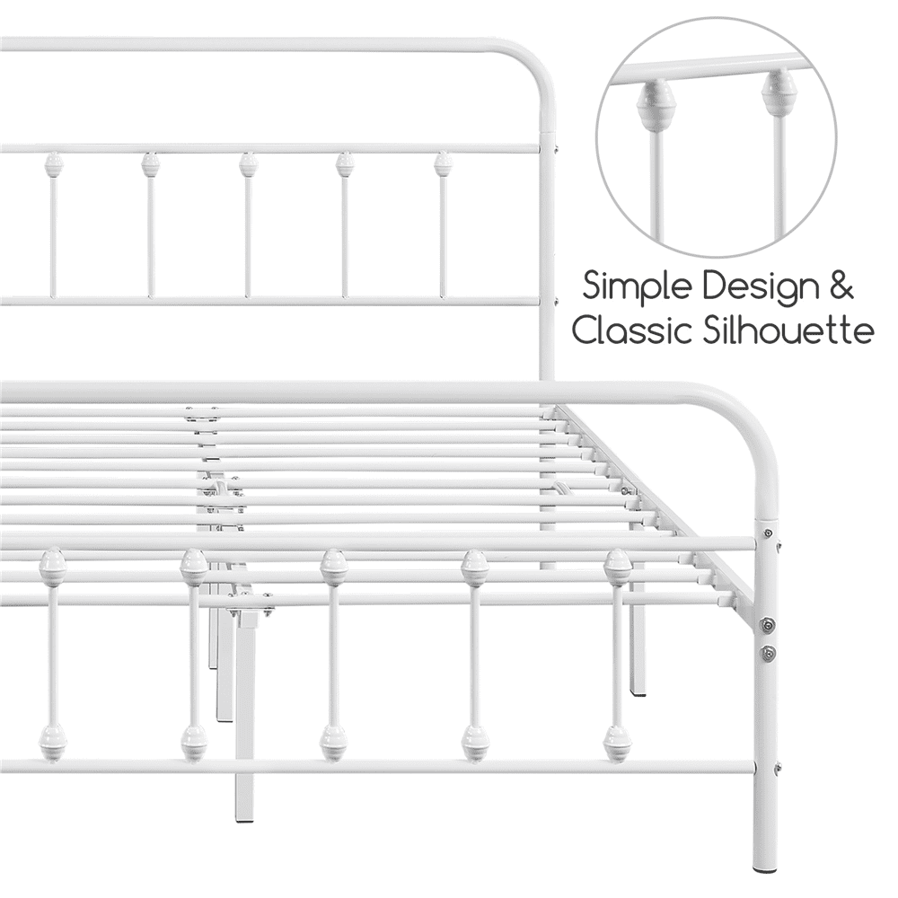 Alden Design Metal Platform California King Bed with High Headboard, White