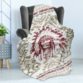 thumbnail image 4 of Art Soft Flannel Fleece Throw Blanket, Retro Style Eagle Heart Chief Trail Grunge Effect and Geometric Motif, Cozy Plush for Indoor and Outdoor Use, 70" x 90", Sage Green Ruby and Tan, by Ambesonne, 4 of 5