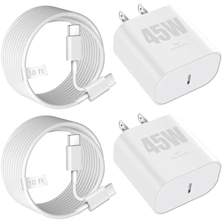 Quyaojz for iPhone 17 16 15 Charger Fast Charging Block 2Pack 45W Type C Phone Charger Quick USB C Chargers 10FT Long USB C Charging Cord Compatible With iPhone 17/17 Pro/17 Air/16e/1515