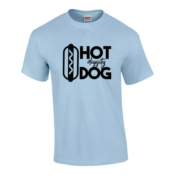 Funny Hot Diggity Dog Adult Unisex Short Sleeve T-Shirt-Carolina Blue-Small