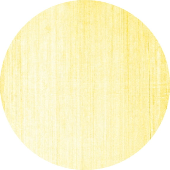 Ahgly Company Indoor Round Solid Yellow Modern Area Rugs, 3' Round