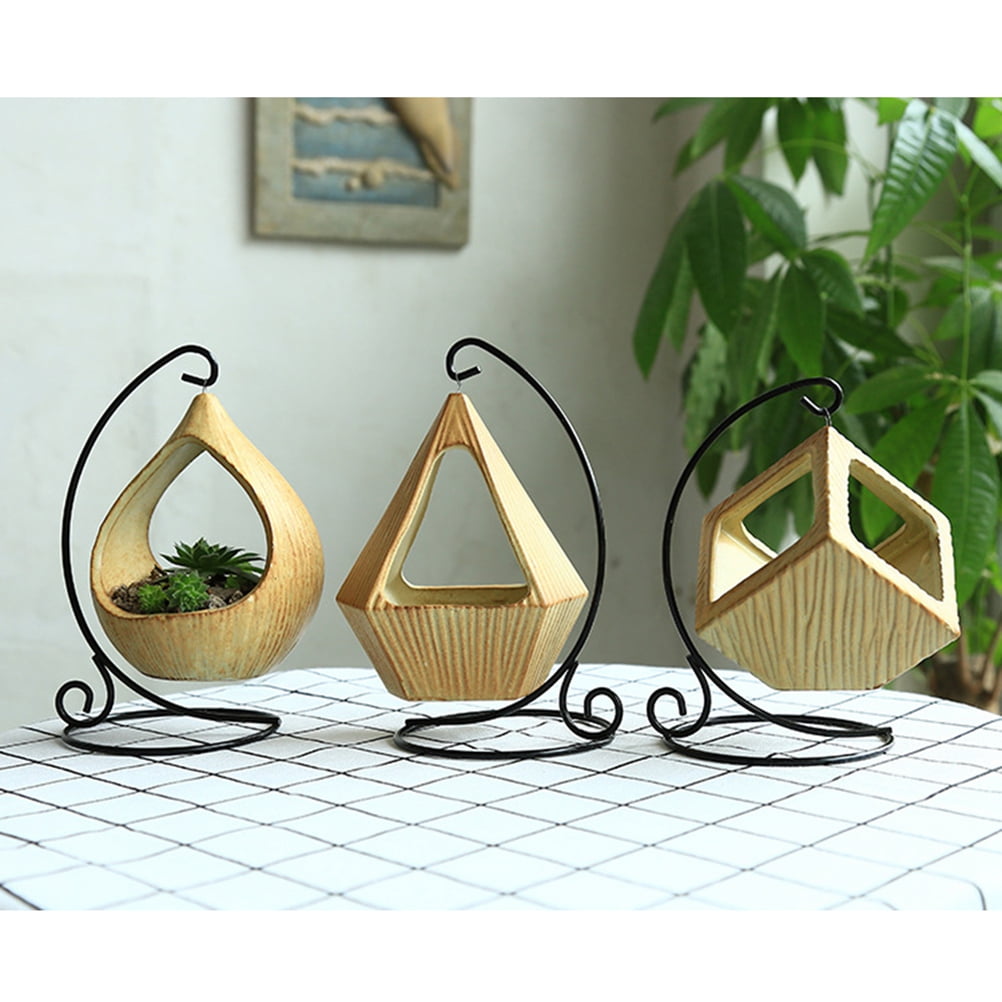 FRCOLOR Ceramic Hanging Basket for Plants Suitable for Home Office Decor Mini Planter 4.5 inch