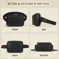 thumbnail image 4 of RAINSMORE Fanny Packs for Women, Leather Belt Bag Waterproof Everywhere Crossbody Waist Pack with Adjustable Strap Retro Sling Chest Bag for Work Running Travel Party,Black, 4 of 8