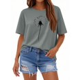 thumbnail image 2 of NAMTYQX Womens Short Sleeve Tops Patterned Stretchy Round Neck Cute Short Sleeve Loose Fitting Oversized Fullprint Airoft Floral Tops for Women Gray Size M, 2 of 4